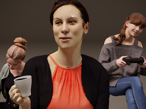 Pessoas sentadas x 10 10 Modelo 3D