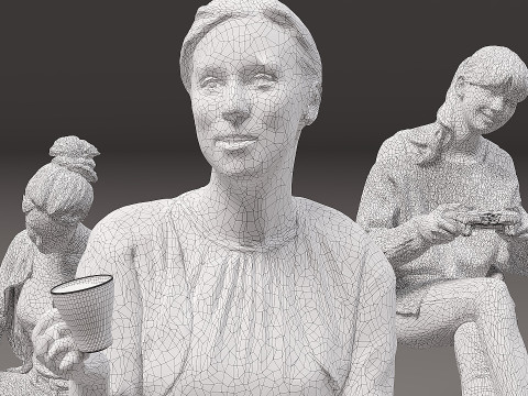 Pessoas sentadas x 10 10 Modelo 3D