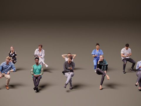 座っている人×10 11 3Dモデル