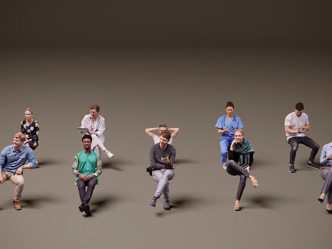 Persone sedute x 10 11 Modello 3D