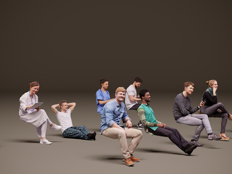 Pessoas sentadas x 10 11 Modelo 3D