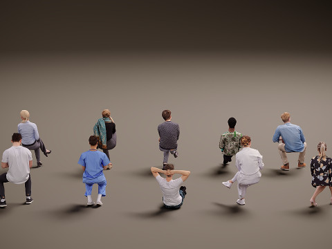 Pessoas sentadas x 10 11 Modelo 3D