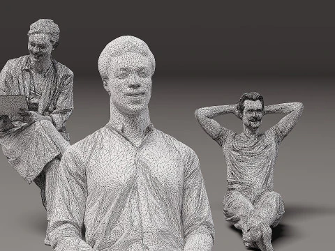 Sitting people x 10 11 3D Model