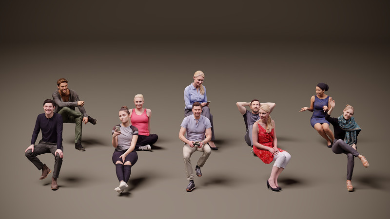 Sitzende Menschen x 10 12 3D Modell .c4d .max .obj .3ds .fbx .stl .blend 
