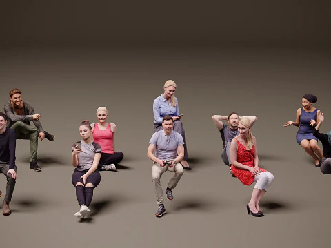 Pessoas sentadas x 10 12 Modelo 3D