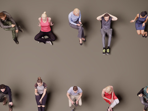 Sitzende Menschen x 10 12 3D Modell