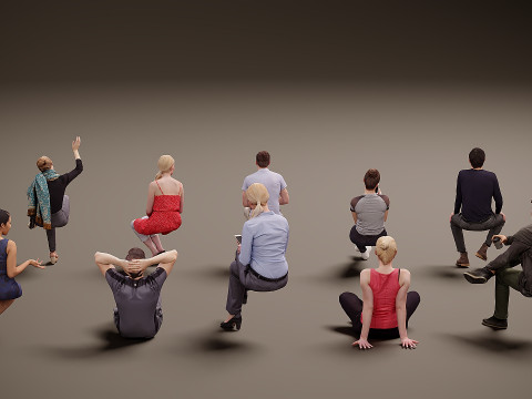 Sitzende Menschen x 10 12 3D Modell