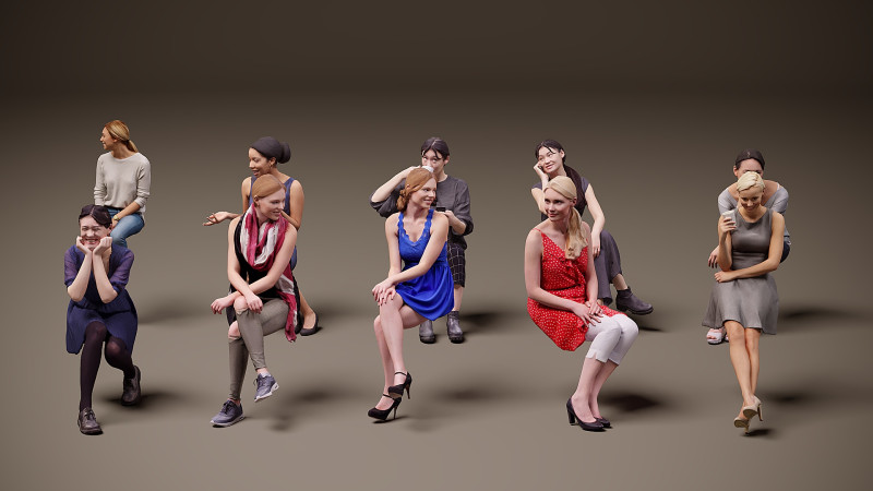 Personnes assises x 10 13 Modèle 3D .c4d .max .obj .3ds .fbx .stl .blend