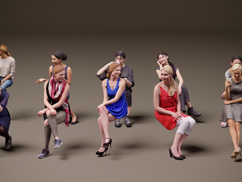 Zittende mensen x 10 13 3D Model