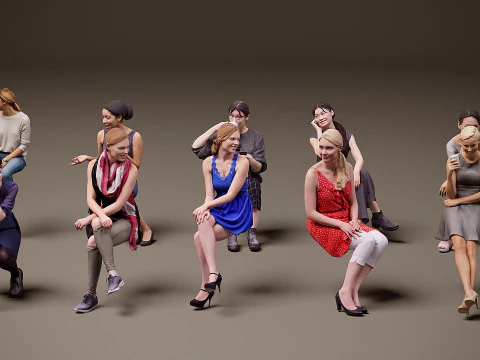 Persone sedute x 10 13 Modello 3D