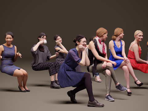 Personnes assises x 10 13 Modèle 3D