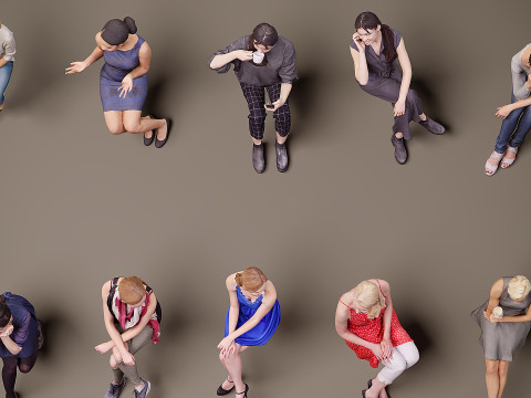 Personnes assises x 10 13 Modèle 3D