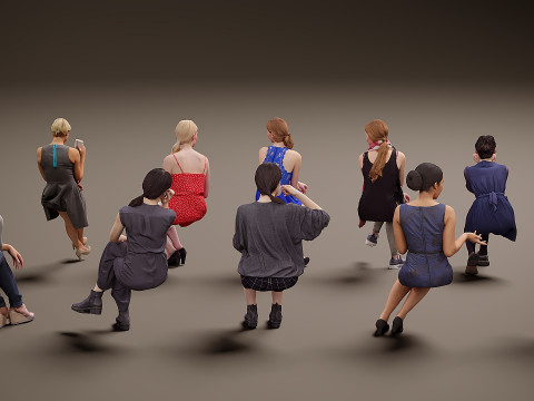 Personnes assises x 10 13 Modèle 3D