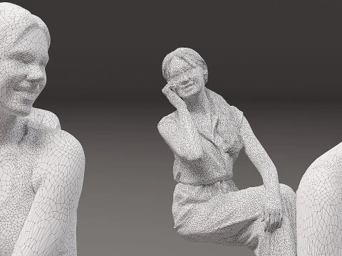 Sitting people x 10 13 3D Model