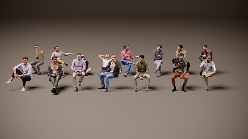 Osoby siedzące x 15 Model 3D .c4d .max .obj .3ds .fbx .stl .blend 