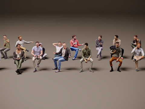 Сидячі люди х 15 3D Модель