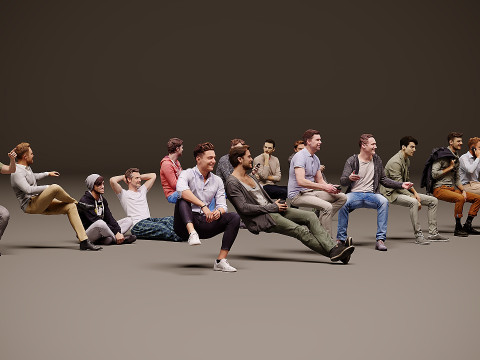 Osoby siedzące x 15 Model 3D