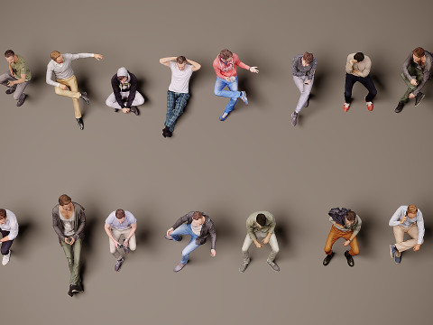 Osoby siedzące x 15 Model 3D