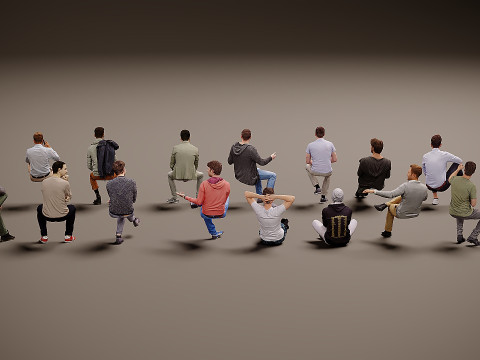 Osoby siedzące x 15 Model 3D