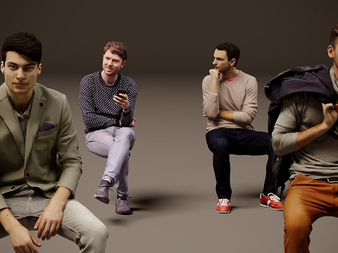 Osoby siedzące x 15 Model 3D