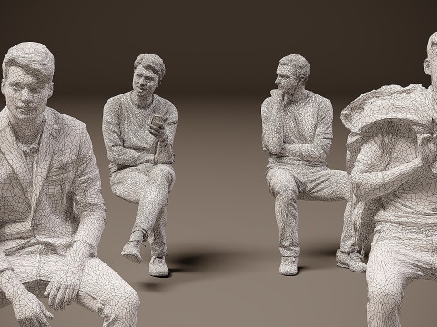 Osoby siedzące x 15 Model 3D