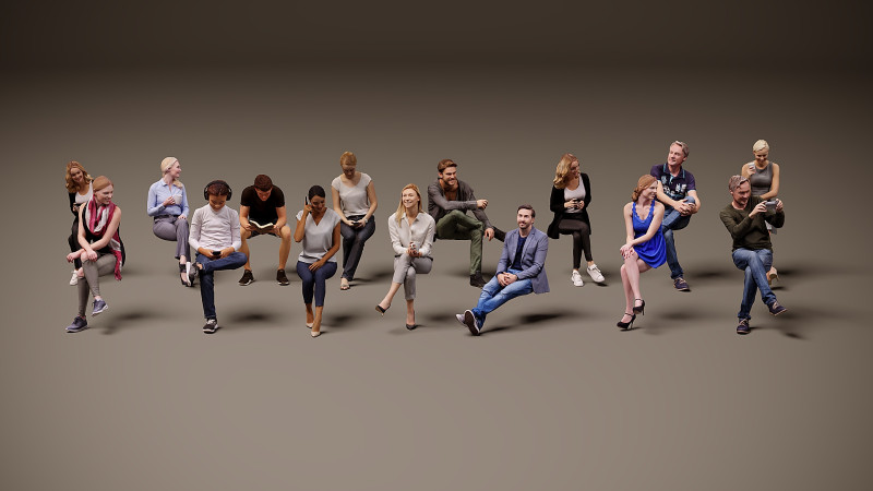 Сидячі люди х 15 00 3D Модель .c4d .max .obj .3ds .fbx .stl .blend 