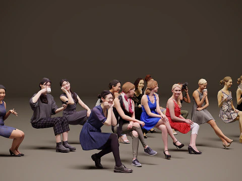 Sitting people x 15 01 3D Model