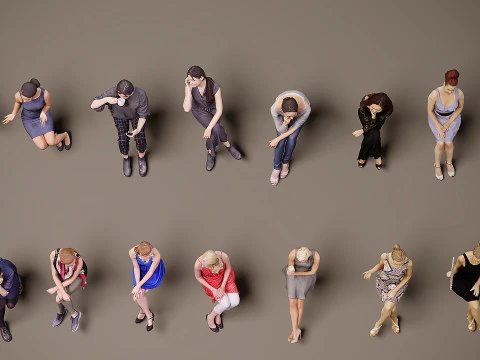 Sitting people x 15 01 3D Model