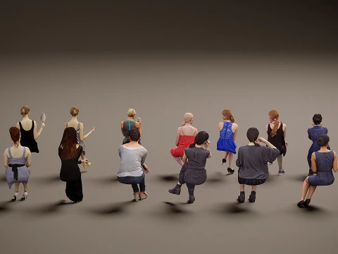 Sitting people x 15 01 3D Model