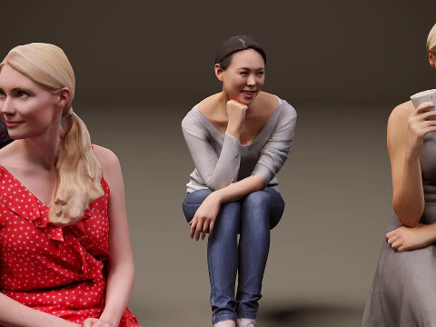 Sitting people x 15 01 3D Model