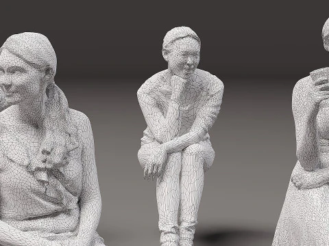 Sitting people x 15 01 3D Model