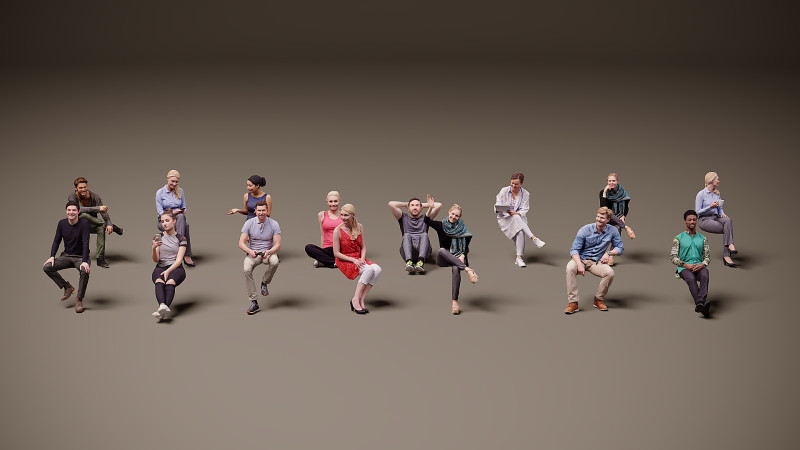 Siedzący ludzie x 15 02 Model 3D .c4d .max .obj .3ds .fbx .stl .blend 
