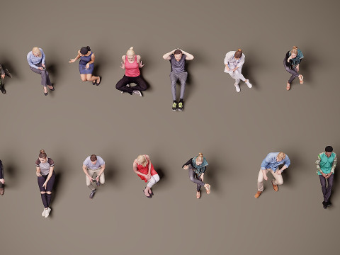 Siedzący ludzie x 15 02 Model 3D