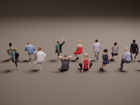 Siedzący ludzie x 15 02 Model 3D