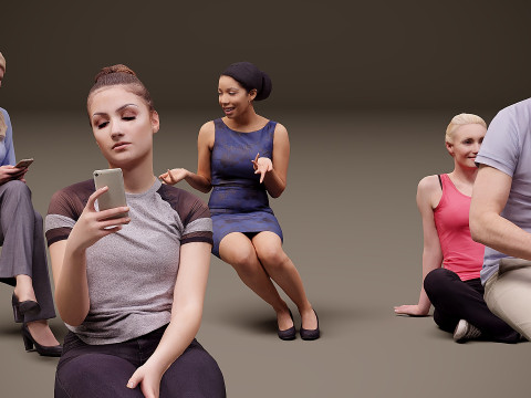 Siedzący ludzie x 15 02 Model 3D