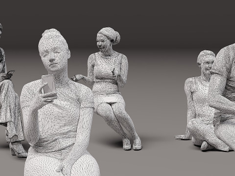 Siedzący ludzie x 15 02 Model 3D