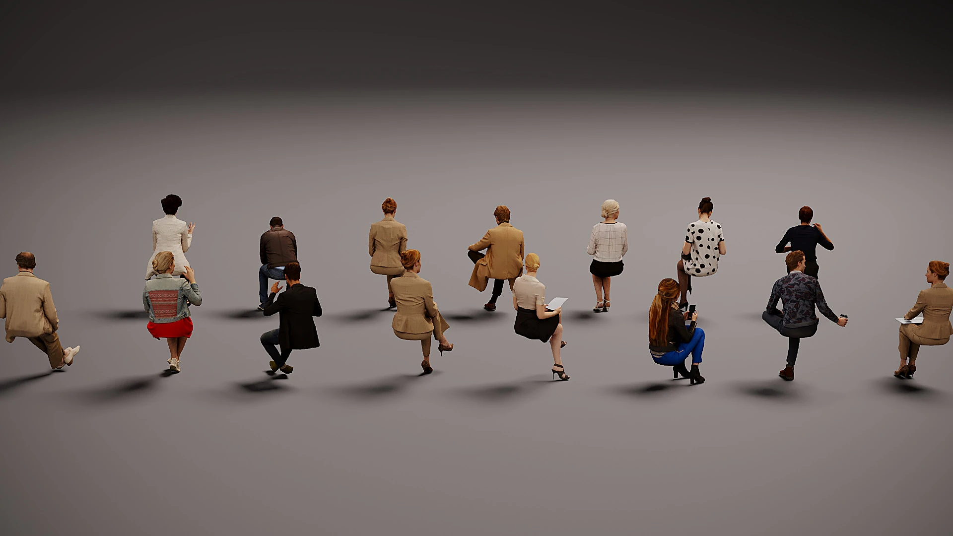 Sitting people x 15 03 3D Model .c4d .max .obj .3ds .fbx .stl .blend