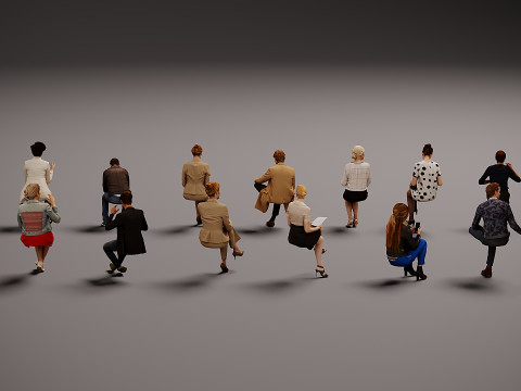 Zittende mensen x 15 03 3D Model