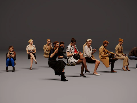 Sitting people x 15 03 3D Model