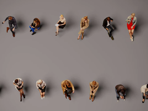 Sitting people x 15 03 3D Model
