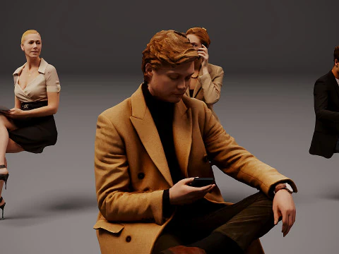Sitting people x 15 03 3D Model