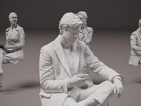 Sitting people x 15 03 3D Model