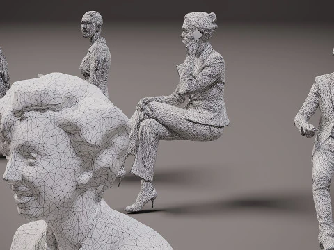 Sitting people x 15 03 3D Model
