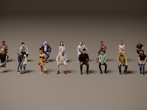 Zittende mensen x 20 3D Model