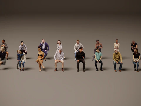 Persone sedute x 20 Modello 3D