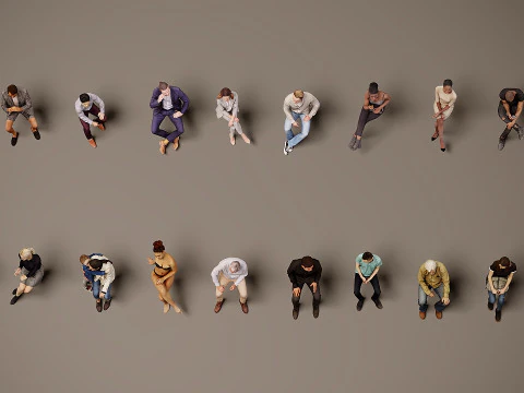 Sitting people x 20 3D Model
