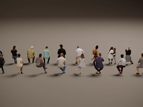 Sitting people x 20 3D Model