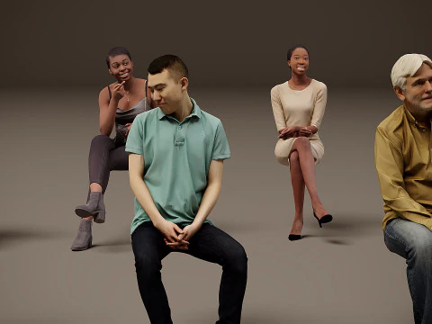Sitting people x 20 3D Model