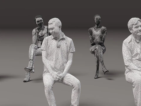 Sitting people x 20 3D Model