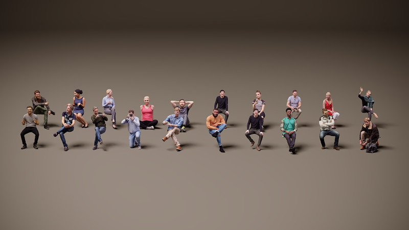 Personas sentadas x 20 00 Modelo 3D .c4d .max .obj .3ds .fbx .stl .blend 